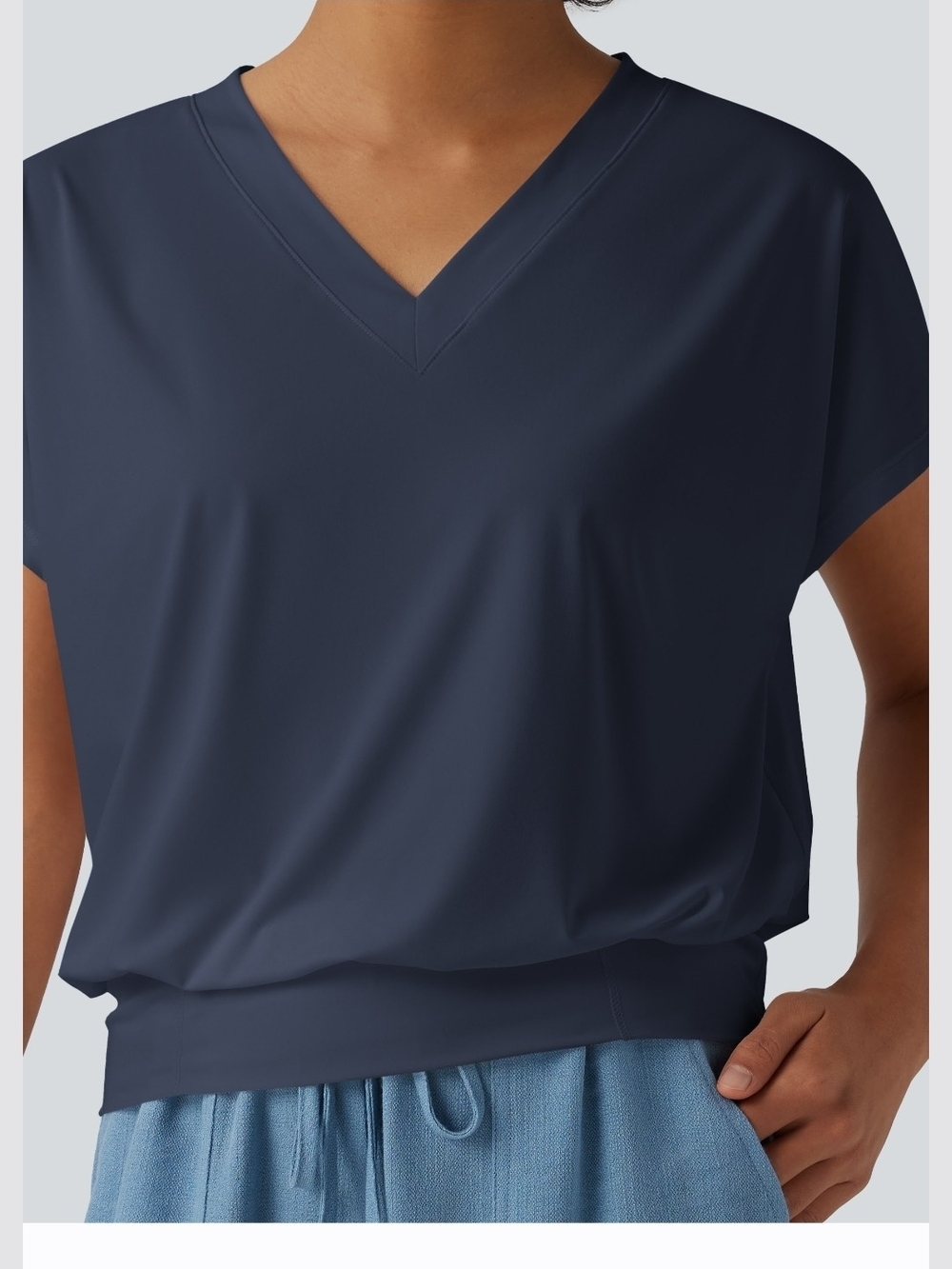Halara Women's V-Neck Short Sleeve Top - Navy